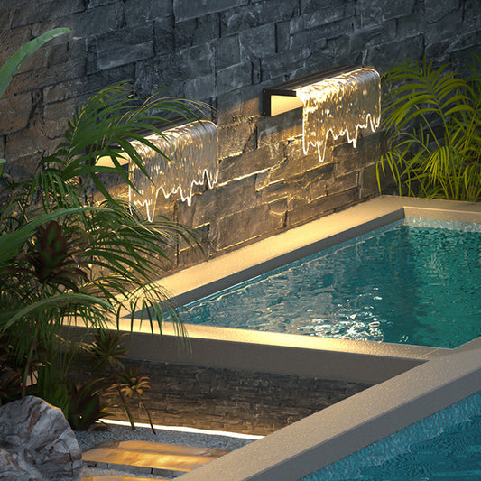 NÉO - Applique Murale Extérieure Solaire Design Cascade, Noir