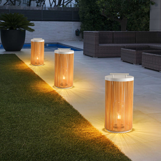 ZUNA - Lanterne Extérieur LED Solaire Rotin , Bois