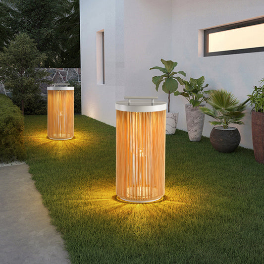 ZUNA - Lanterne Extérieur LED Solaire Rotin , Bois
