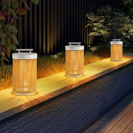 ZUNA - Lanterne Extérieur LED Solaire Rotin , Bois