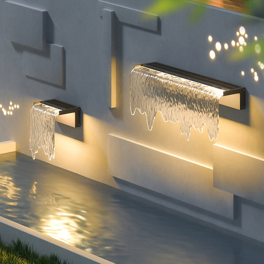 NÉO - Applique Murale Extérieure Solaire Design Cascade, Noir