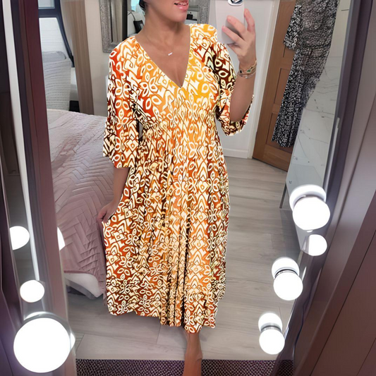 Belle Paris Mode ™ | Robe Roxane - bohème légère à imprimé rouge